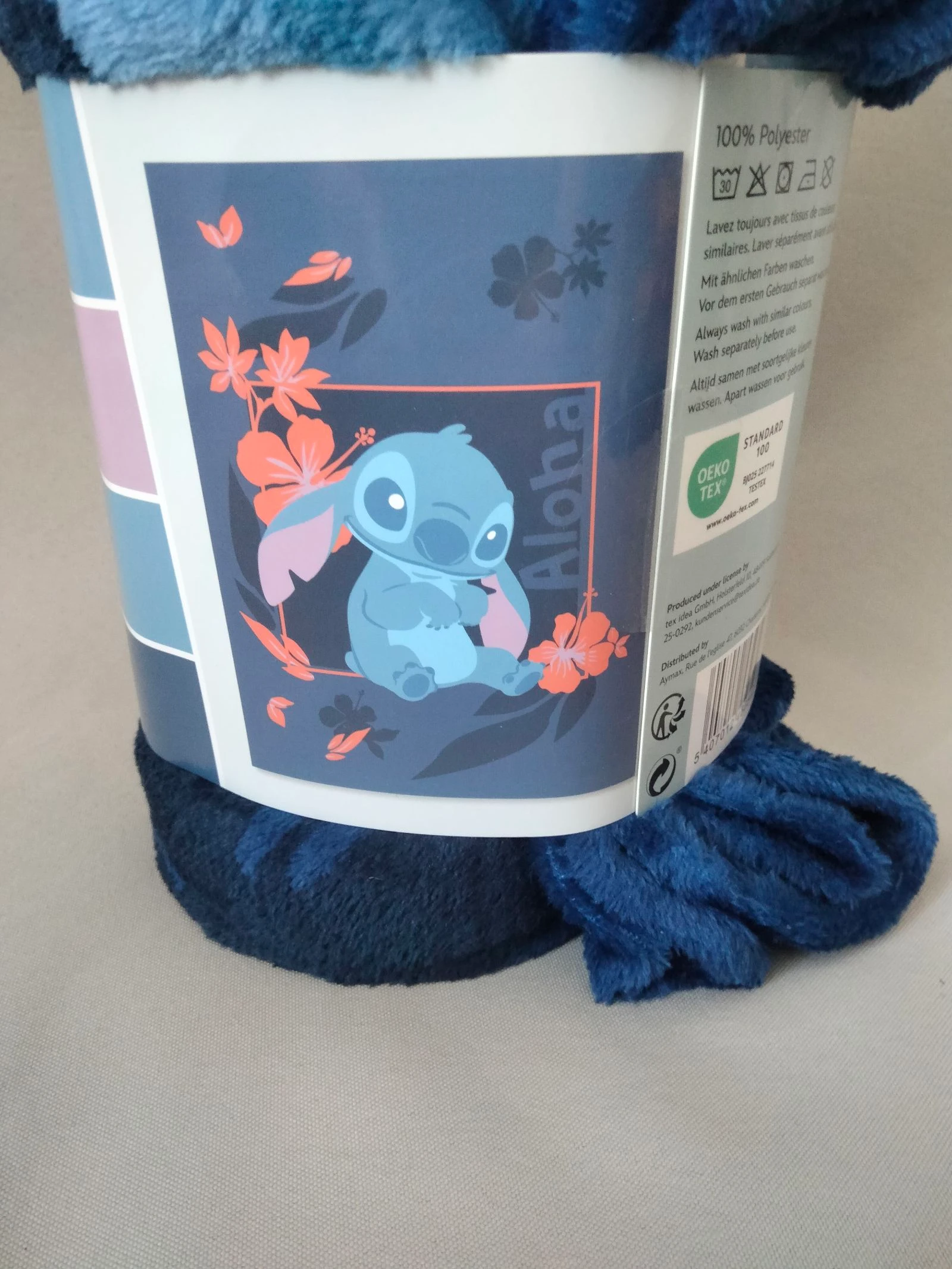 Stitch Flannel Blanket | Disney | New | Blue, Navy Blue and Red | 110 × 150 cm – photo 2